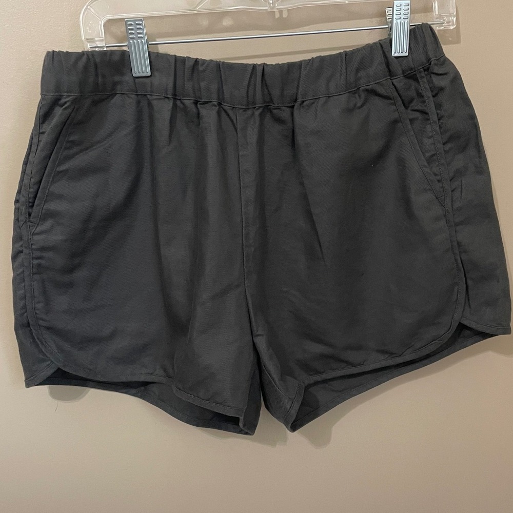 Quince Cotton Linen Twill Pull On Shorts Charcoal Grey Size M